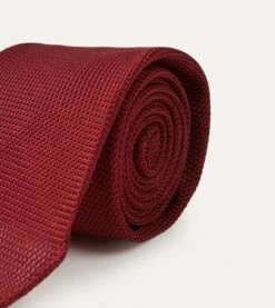 Red Fine Woven Grenadine Silk Hand Rolled Tie -Drakes Shop DR1AAR15541 07700 3