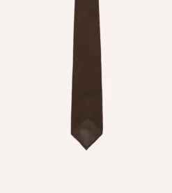Brown Fine Woven Grenadine Silk Hand Rolled Tie -Drakes Shop DR1AAR15541 08300 3