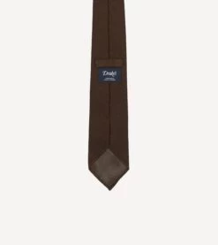 Brown Fine Woven Grenadine Silk Hand Rolled Tie -Drakes Shop DR1AAR15541 08300 4
