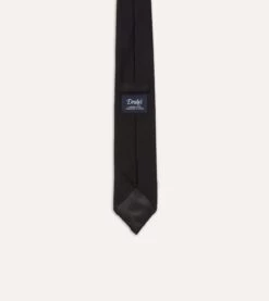 Black Fine Woven Grenadine Silk Hand Rolled Tie -Drakes Shop DR1AAR15541 14100 5