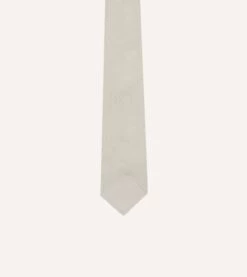 Ecru Fine Woven Grenadine Silk Hand Rolled Tie -Drakes Shop DR1AAR15541 16050 3