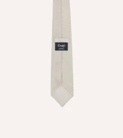 Ecru Fine Woven Grenadine Silk Hand Rolled Tie -Drakes Shop DR1AAR15541 16050 4