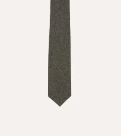 Grey Brushed Solid Hand Rolled Wool Tie -Drakes Shop DR1AAR22844 03600 3