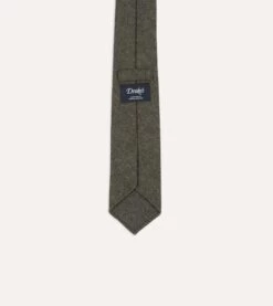 Grey Brushed Solid Hand Rolled Wool Tie -Drakes Shop DR1AAR22844 03600 4