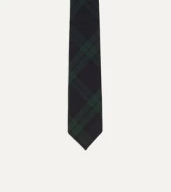 Blackwatch Check Hand Rolled Wool Tie -Drakes Shop DR1AAR22847 01250 3
