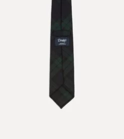 Blackwatch Check Hand Rolled Wool Tie -Drakes Shop DR1AAR22847 01250 4