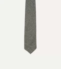 Light Grey Houndstooth Check Hand Rolled Wool Tie 8 Light Grey Houndstooth Check Hand Rolled Wool Tie -Drakes Shop DR1AAR22850 01053 3