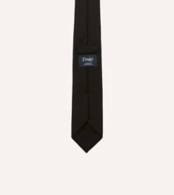 Black Super Fine Merino Wool Self Tipped Tie -Drakes Shop DR1AAR22864 01100 4