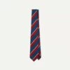 Red, Blue And White Stripe Shantung Silk Tie