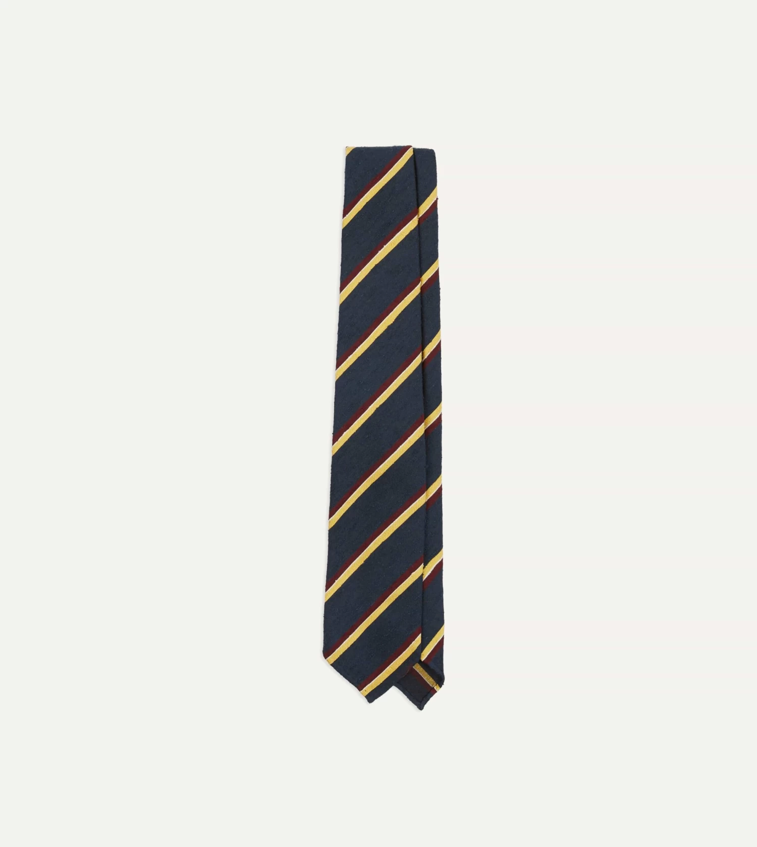 Navy, Red And Yellow Stripe Shantung Silk Tie 3 Navy, Red And Yellow Stripe Shantung Silk Tie