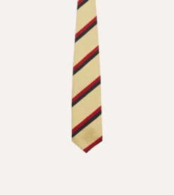 Gold, Red And Navy Stripe Shantung Silk Tie -Drakes Shop DR1AAR23126 02502 3