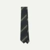 Navy, Green And White Multi Stripe Silk Grenadine Tie -Drakes Shop DR1AAR23137 04402 2