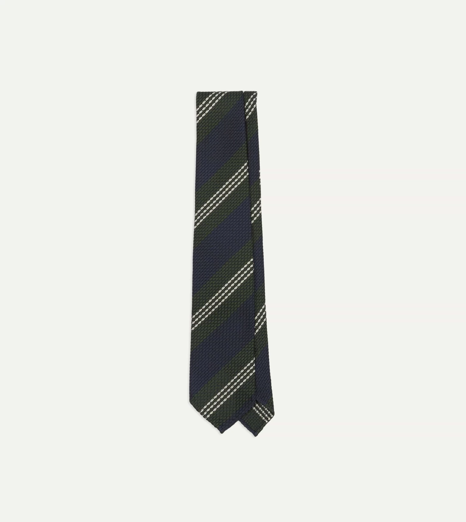 Navy, Green And White Multi Stripe Silk Grenadine Tie 3 Navy, Green And White Multi Stripe Silk Grenadine Tie