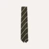 Green And Navy Sandwich Stripe Hand Rolled Shetland Wool Tie -Drakes Shop DR1AAR23579 01402 2