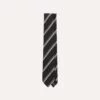 Black And Grey Sandwich Stripe Hand Rolled Shetland Wool Tie -Drakes Shop DR1AAR23579 02102 2