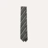 Grey And Navy Sandwich Stripe Hand Rolled Shetland Wool Tie
