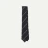 Navy And Silver Sandwich Stripe Hand Rolled Silk Grenadine Tie