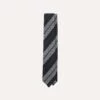 Black And Grey Multi Stripe Hand Rolled Wool Tie -Drakes Shop DR1AAR23585 01102 2