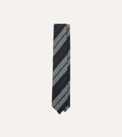 Black And Grey Multi Stripe Hand Rolled Wool Tie