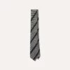 Grey And Black Double Stripe Hand Rolled Wool Tie