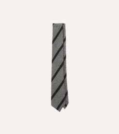 Grey And Black Double Stripe Hand Rolled Wool Tie