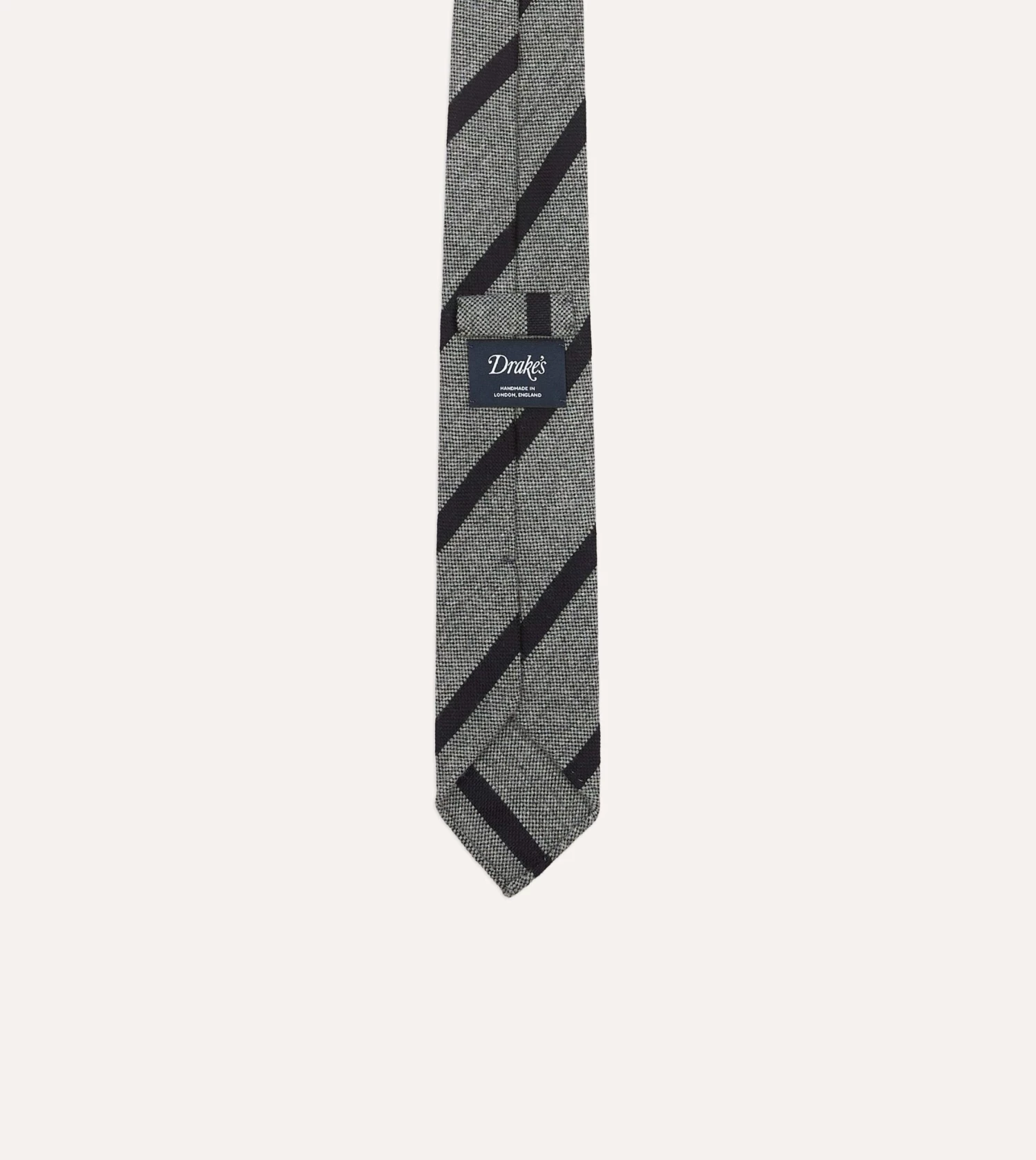 Grey And Black Double Stripe Hand Rolled Wool Tie 5 Grey And Black Double Stripe Hand Rolled Wool Tie - Image 3