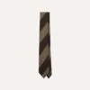 Brown And Ecru Block Stripe Hand Rolled Wool Tie -Drakes Shop DR1AAR23587 01302 2
