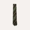 Brown And Green Block Stripe Herringbone Hand Rolled Shetland Wool Tie -Drakes Shop DR1AAR23588 02402 2