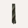 Brown And Green Thick Stripe Herringbone Hand Rolled Shetland Wool Tie -Drakes Shop DR1AAR23589 01402 2