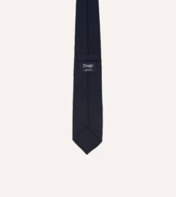 Navy Shantung Silk Tipped Tie -Drakes Shop DR1AAR24098 01 250 4