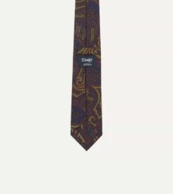 Navy And Green Large Paisley Print Madder Silk Self Tipped Tie -Drakes Shop DR1AAS20512 01251 4
