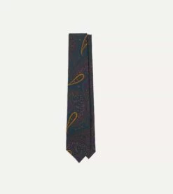 Teal And Purple Large Paisley Print Madder Silk Self Tipped Tie