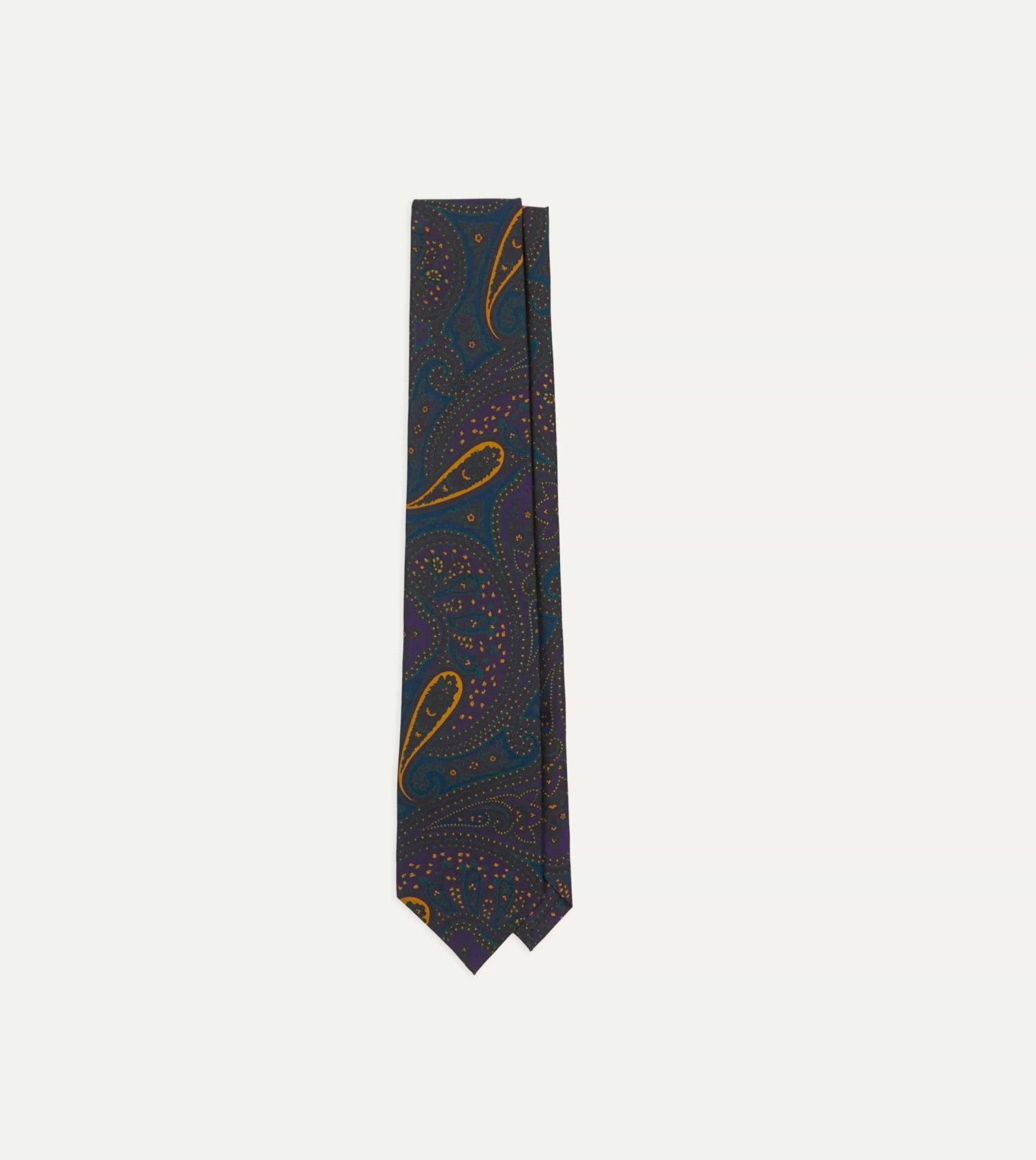 Teal And Purple Large Paisley Print Madder Silk Self Tipped Tie 3 Teal And Purple Large Paisley Print Madder Silk Self Tipped Tie