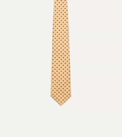 Gold Circular Dot Silk Self Tipped Tie -Drakes Shop DR1AAS23190 03051 3