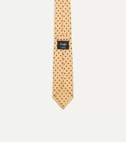 Gold Circular Dot Silk Self Tipped Tie -Drakes Shop DR1AAS23190 03051 4
