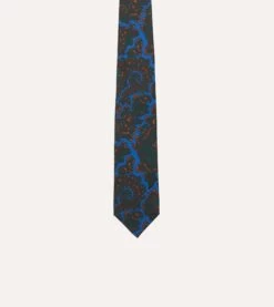 Blue And Green Large Paisley Print Silk Twill Self Tipped Tie -Drakes Shop DR1AAS23575 03201 3