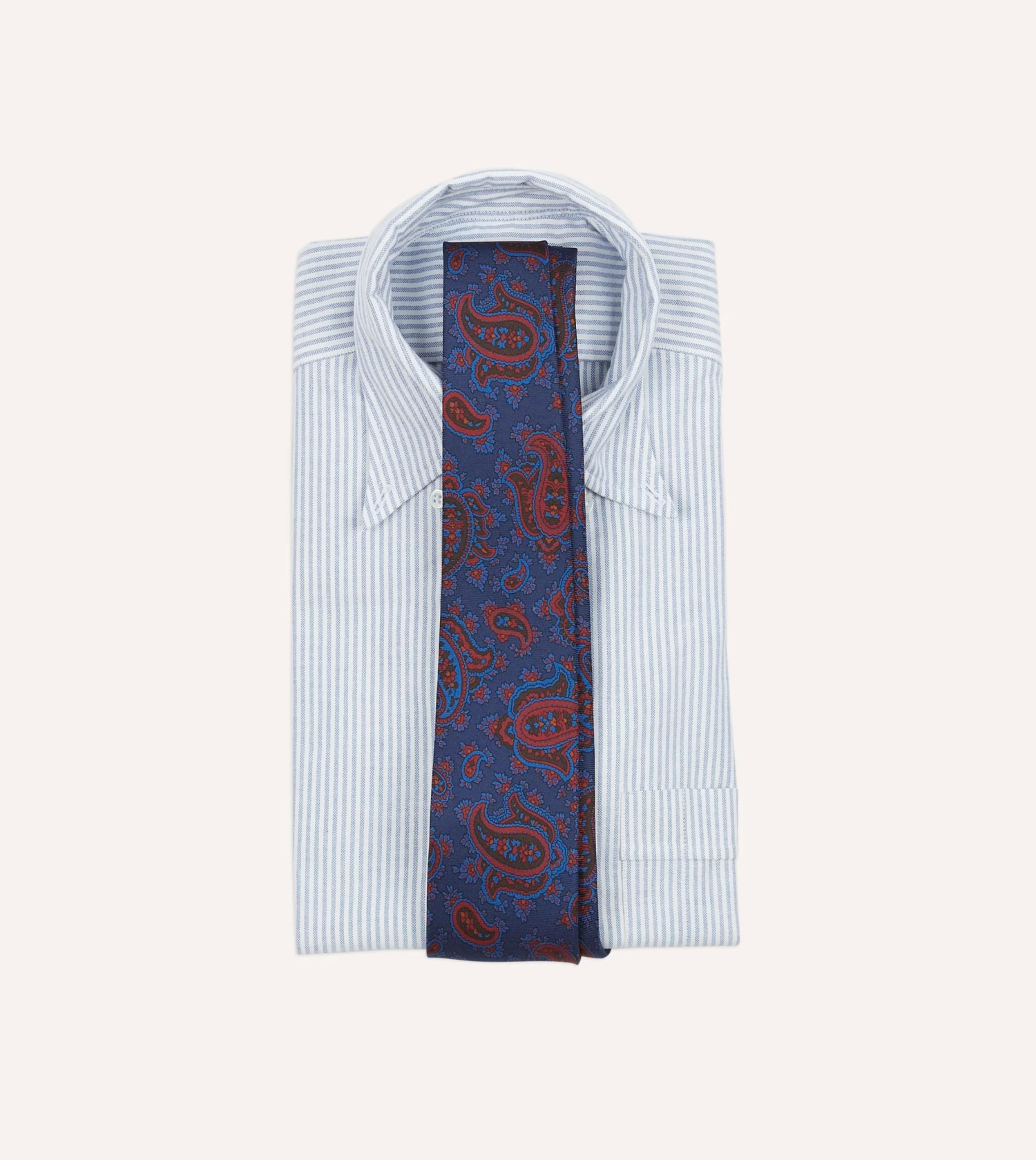 Blue And Red Multi Paisley Print Silk Twill Self Tipped Tie 4 Blue And Red Multi Paisley Print Silk Twill Self Tipped Tie - Image 2