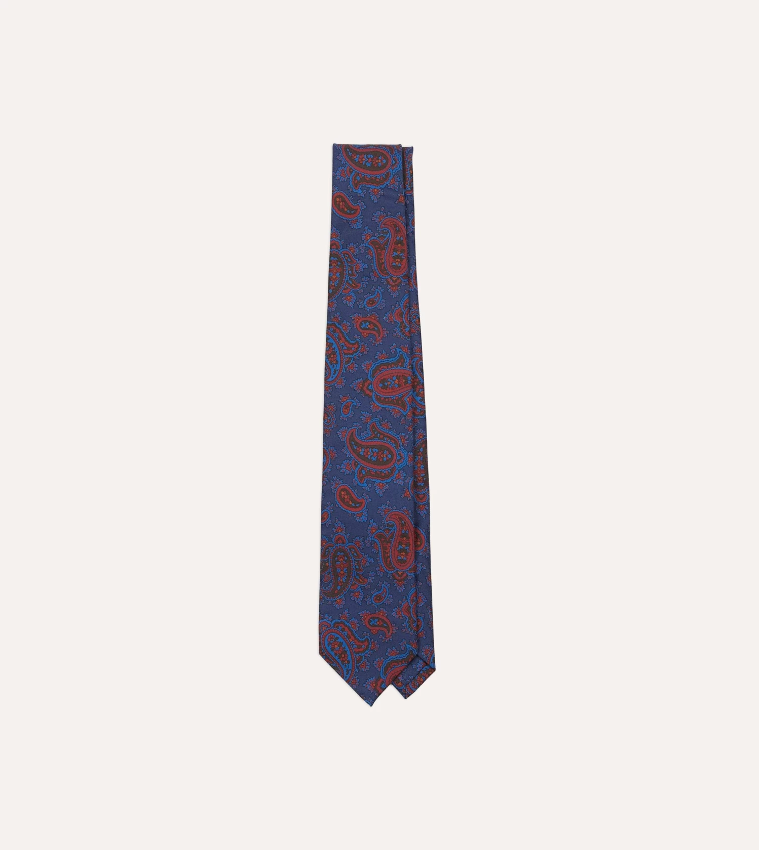 Blue And Red Multi Paisley Print Silk Twill Self Tipped Tie 3 Blue And Red Multi Paisley Print Silk Twill Self Tipped Tie