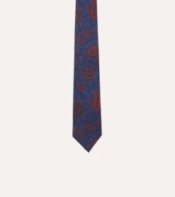 Blue And Red Multi Paisley Print Silk Twill Self Tipped Tie 9 Blue And Red Multi Paisley Print Silk Twill Self Tipped Tie -Drakes Shop DR1AAS23577 01251 3