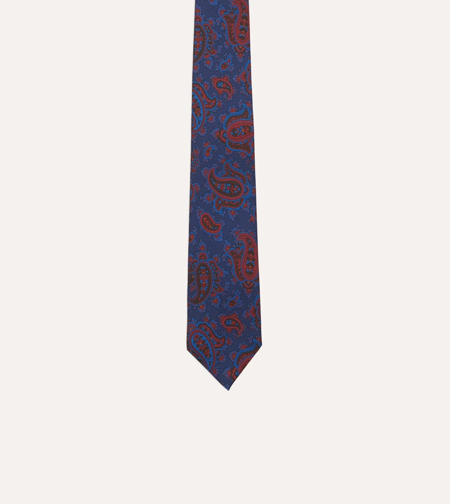 Blue And Red Multi Paisley Print Silk Twill Self Tipped Tie 6 Blue And Red Multi Paisley Print Silk Twill Self Tipped Tie - Image 4