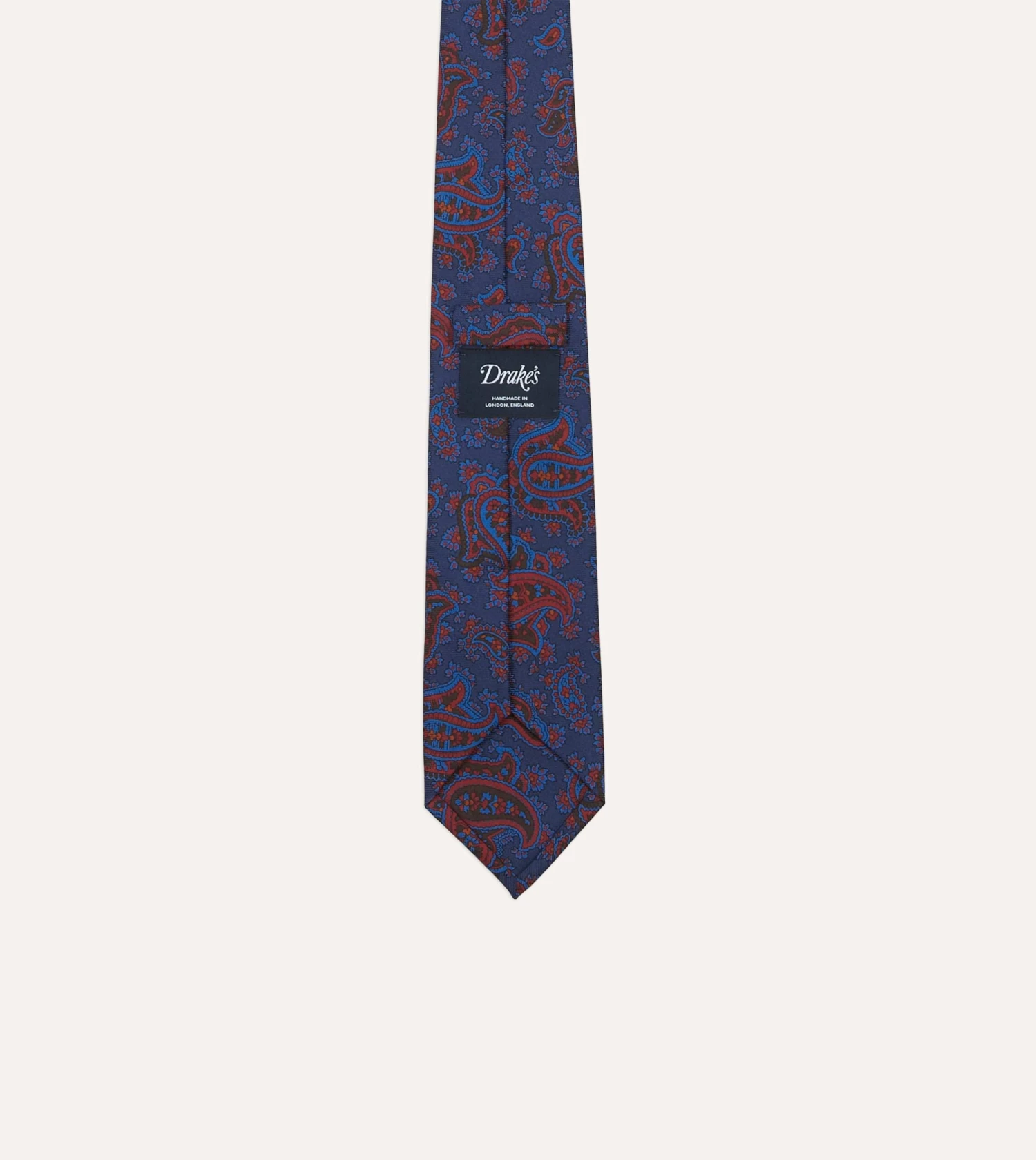 Blue And Red Multi Paisley Print Silk Twill Self Tipped Tie 5 Blue And Red Multi Paisley Print Silk Twill Self Tipped Tie - Image 3