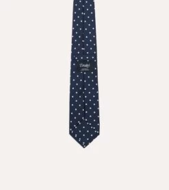 Navy Polka Dot Silk Self-Tipped Tie -Drakes Shop DR1AAS24124 01251 4