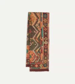 Brown Kilim Print Wool-Silk Scarf -Drakes Shop DR1AB1 22656 02 701 1