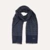 Navy Polka Dot Wool Scarf -Drakes Shop DR1AB122214 01251 4