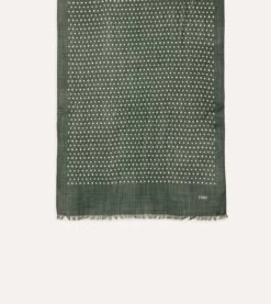 Green Polka Dot Wool Scarf -Drakes Shop DR1AB122214 03401 3