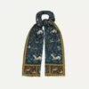 Navy Unicorn Print Wool-Silk Scarf