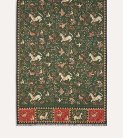 Green Unicorn Print Wool-Silk Scarf 9 Green Unicorn Print Wool-Silk Scarf -Drakes Shop DR1AB122217 02401 4