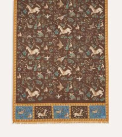 Brown Unicorn Print Wool-Silk Scarf -Drakes Shop DR1AB122217 03301 4