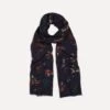 Navy Mughal And Stars Print Wool Scarf -Drakes Shop DR1AB122220 01251 3