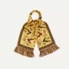 Gold Birds Of Paradise Print Tubular Silk Tasselled Scarf 2 Gold Birds Of Paradise Print Tubular Silk Tasselled Scarf -Drakes Shop DR1AB122222 04501 1